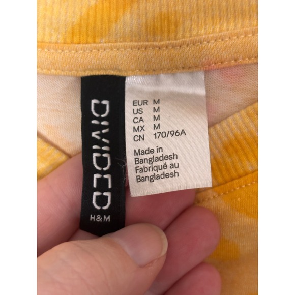 H&M Divided Yellow Tie Dye Positive Earth Energy Graphic T Shirt Women's Medium - Picture 5 of 7